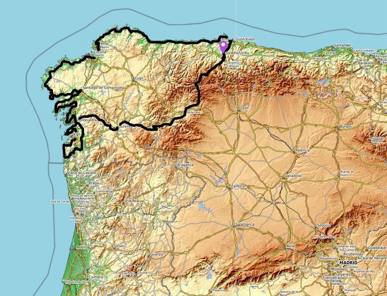 Map motorcycel tour Galicia