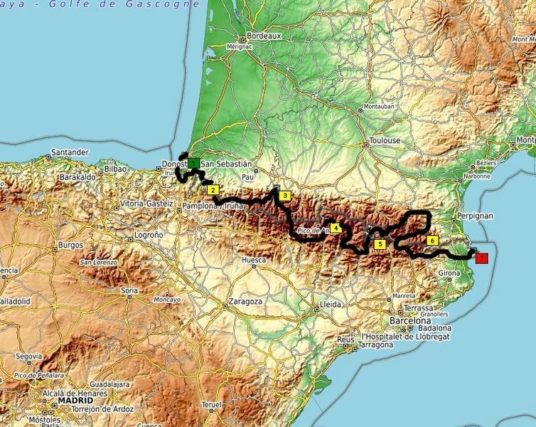 Pyrenees motorcycle tour map