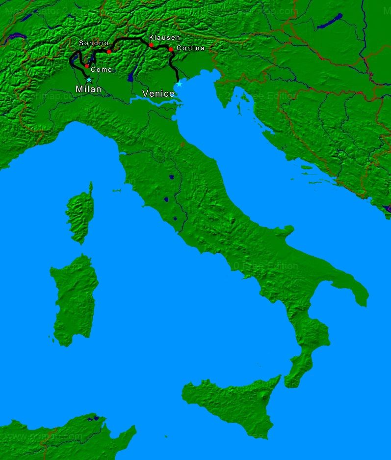 italy motorcycle tour map