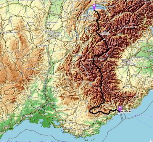 map motorcycle tour Alps