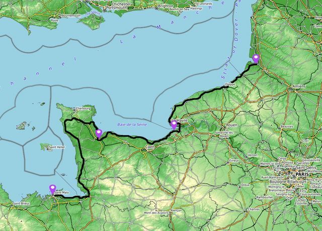 mapa Normandia tour