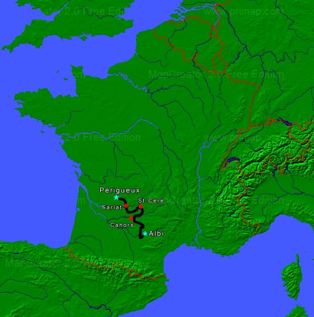 perigord motorcycle tour map