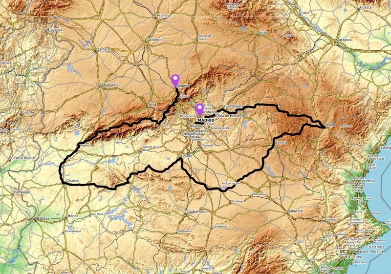 map castilla mancha motorcycle tour