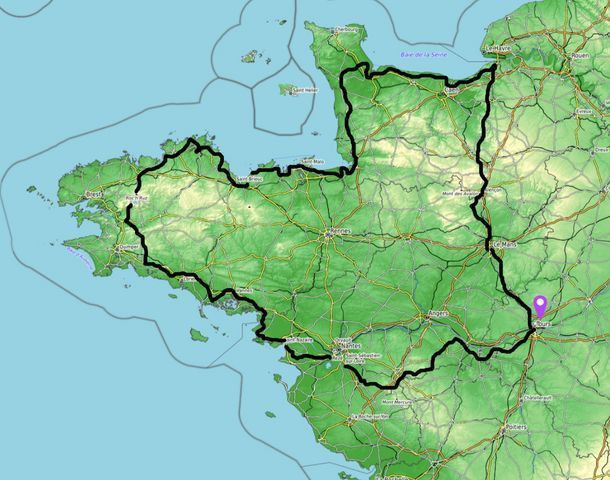 map motorcycle tour normandy