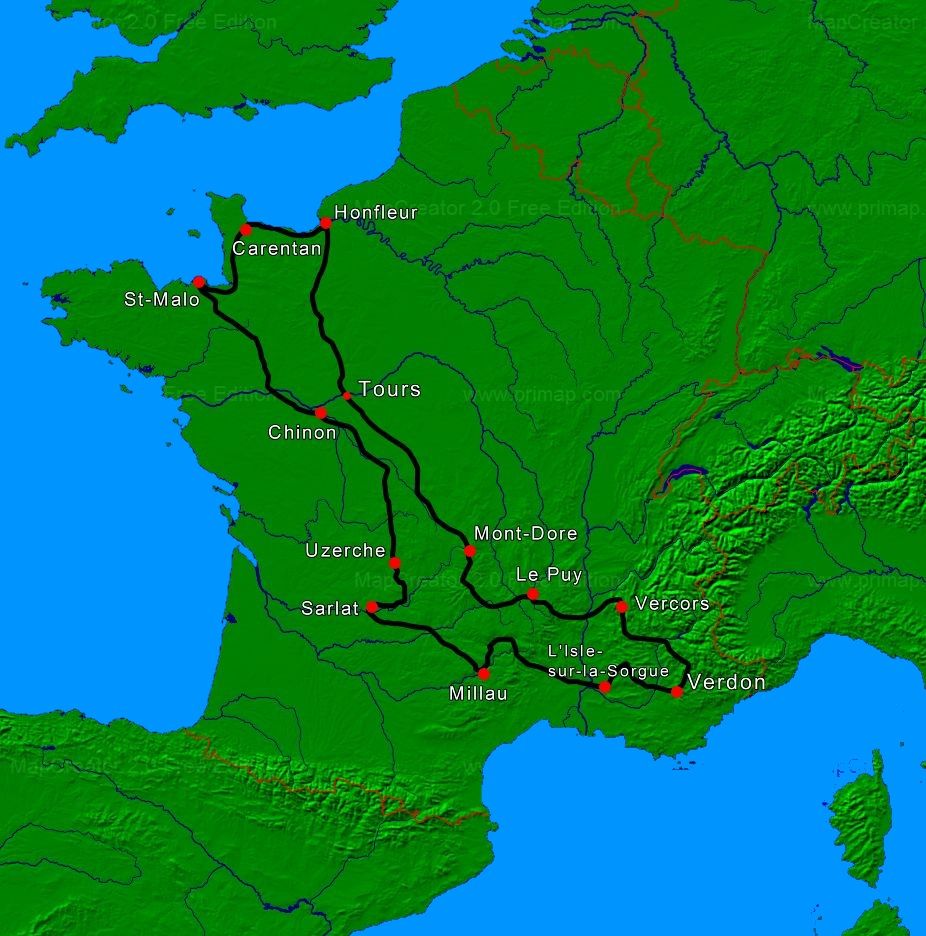 france discovery tour map map tour de france motorcycle tour