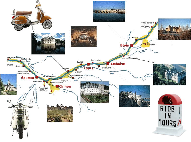 carte du circuit scooter en val de Loire