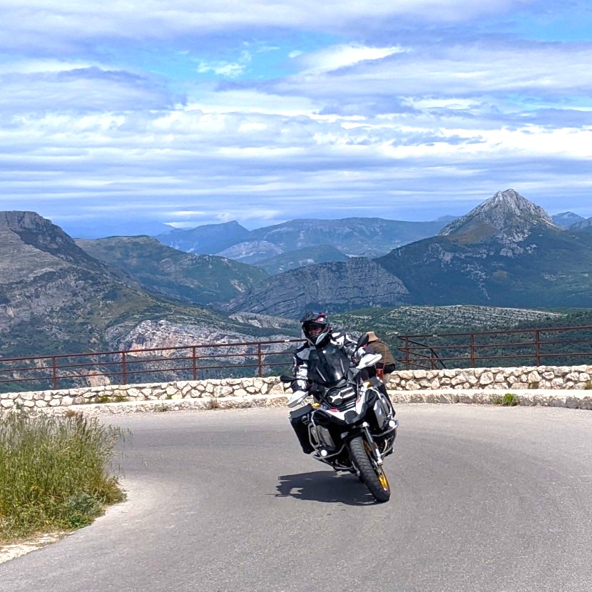 Scenic motorcycle road in the French Alps